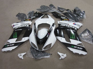 Noir Blanc Monster Carénage Moto Kawasaki ZX6R 2007-2008
