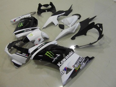 Noir Blanc Monster Carénages Moto Kawasaki ZX 250R 2008-2012