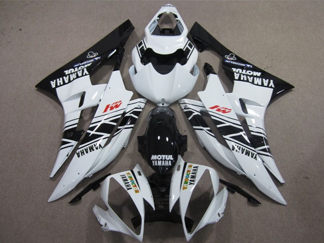 Noir Blanc Motul Carénage Moto Yamaha R6 2006-2007 Noir Blanc Motul Carénage Moto Yamaha R6 2006-2007