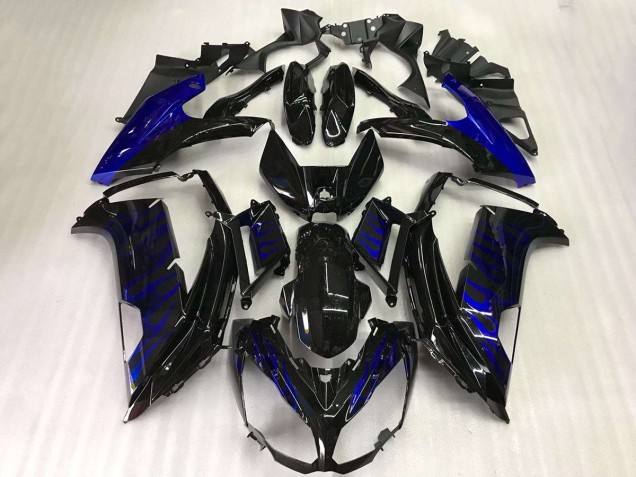 Noir Bleu Flamme Carénage Moto Kawasaki EX650 2012-2016 Noir Bleu Flamme Carénage Moto Kawasaki EX650 2012-2016