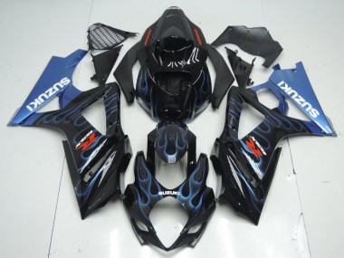 Noir Bleu Flamme Carénage Moto Suzuki GSXR 1000 K7 2007-2008