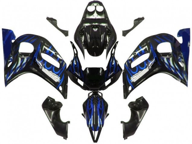 Noir Bleu Flamme Carénage Moto Yamaha R6 1998-2002