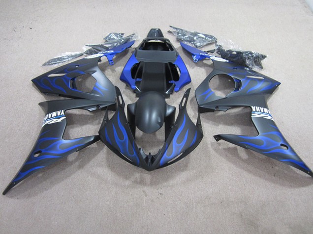 Noir Bleu Flamme Carénage Moto Yamaha R6 2003-2005 Noir Bleu Flamme Carénage Moto Yamaha R6 2003-2005
