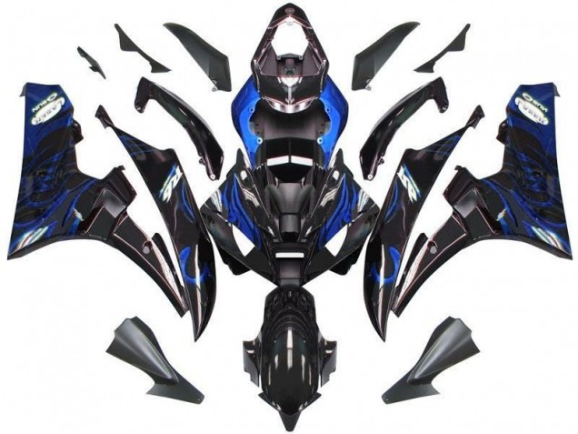 Noir Bleu Flamme Carénage Moto Yamaha R6 2006-2007 Noir Bleu Flamme Carénage Moto Yamaha R6 2006-2007