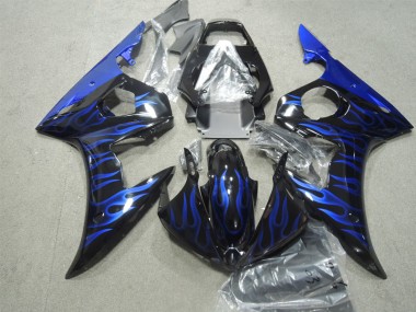 Noir Bleu Flamme Carénages Moto Yamaha R6 2003-2005