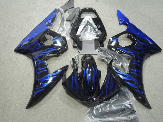Noir Bleu Flamme Carénages Moto Yamaha R6 2003-2005 Noir Bleu Flamme Carénages Moto Yamaha R6 2003-2005