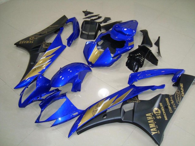 Noir Bleu avec Or Décalque Carénage Moto Yamaha R6 2006-2007 Noir Bleu avec Or Décalque Carénage Moto Yamaha R6 2006-2007