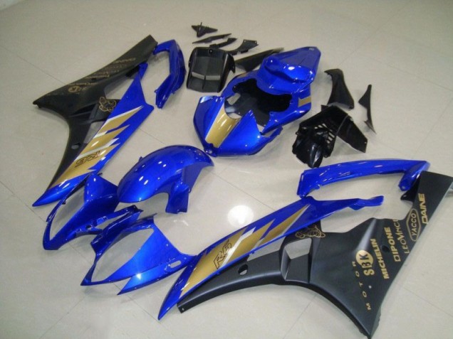 Noir Bleu avec Or Décalque Carénages Moto Yamaha R6 2006-2007 Noir Bleu avec Or Décalque Carénages Moto Yamaha R6 2006-2007