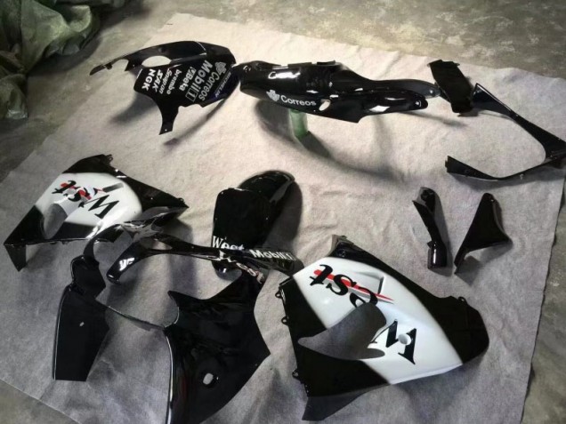 Noir Brillant Blanc Carénage Moto Kawasaki ZX9R 2000-2001 Noir Brillant Blanc Carénage Moto Kawasaki ZX9R 2000-2001