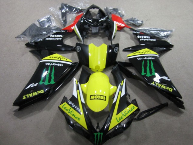 Noir Jaune Motul Leovince Carénage Moto Yamaha R1 2007-2008 Noir Jaune Motul Leovince Carénage Moto Yamaha R1 2007-2008