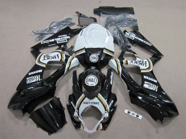 Noir Lucky Strike Blanc Motul Carénage Moto Suzuki GSXR 1000 K7 2007-2008 Noir Lucky Strike Blanc Motul Carénage Moto Suzuki GSXR 1000 K7 2007-2008