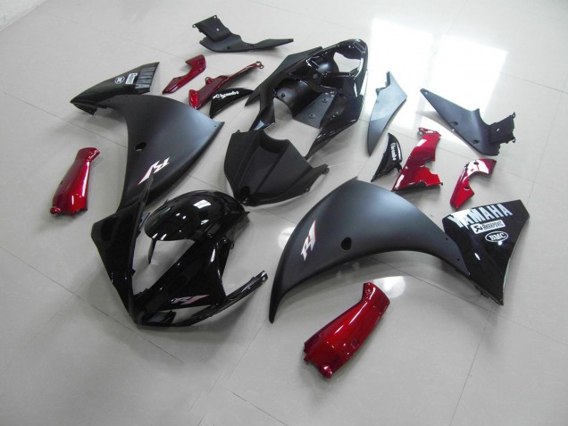 Noir Mat Rouge Carénage Moto Yamaha R1 2012-2014 Noir Mat Rouge Carénage Moto Yamaha R1 2012-2014