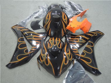Noir Orange Flamme Carénage Moto Honda CBR 1000 RR 2008-2011
