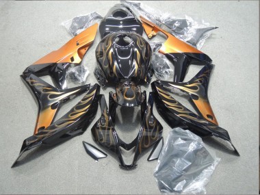 Noir Orange Flamme Carénage Moto Honda CBR 600 RR 2007-2008