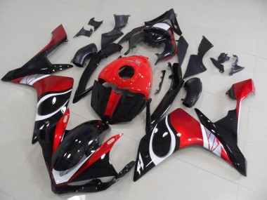 Noir Rouge Brillant Carénage Moto Yamaha R1 2007-2008