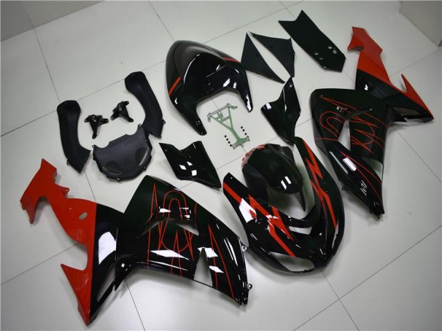 Noir Rouge Carénage Moto Kawasaki ZX10R 2006-2007 Noir Rouge Carénage Moto Kawasaki ZX10R 2006-2007