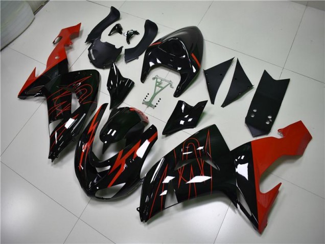 Noir Rouge Carénage Moto Kawasaki ZX10R 2006-2007 Noir Rouge Carénage Moto Kawasaki ZX10R 2006-2007