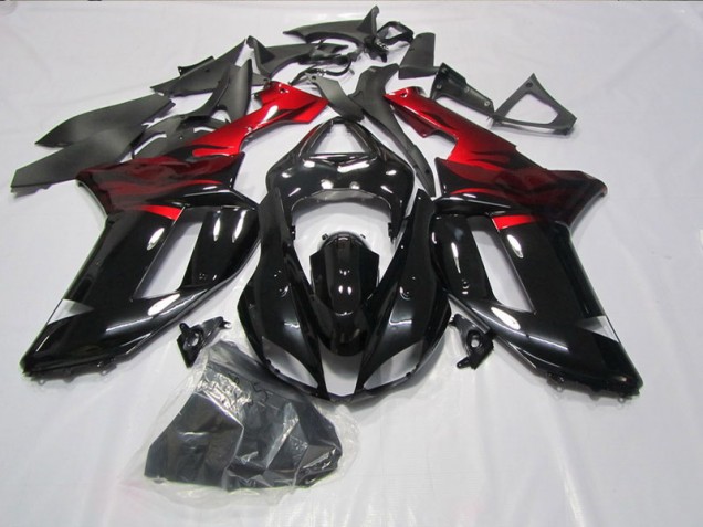 Noir Rouge Carénage Moto Kawasaki ZX6R 2007-2008 Noir Rouge Carénage Moto Kawasaki ZX6R 2007-2008