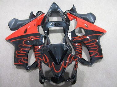 Noir Rouge Flamme Carénage Moto Honda CBR 600 F4i 2001-2003