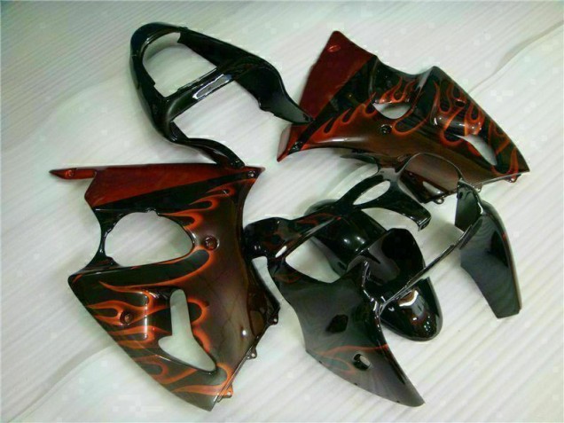 Noir Rouge Flamme Carénage Moto Kawasaki ZX6R 2000-2002 Noir Rouge Flamme Carénage Moto Kawasaki ZX6R 2000-2002