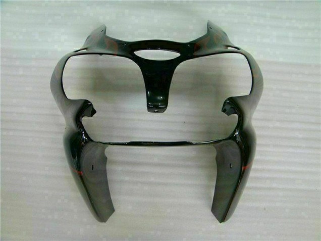 Noir Rouge Flamme Carénage Moto Kawasaki ZX6R 2000-2002 Noir Rouge Flamme Carénage Moto Kawasaki ZX6R 2000-2002