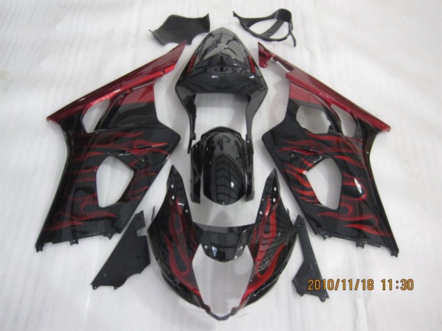 Noir Rouge Flamme Carénage Moto Suzuki GSXR 1000 K3 2003-2004 Noir Rouge Flamme Carénage Moto Suzuki GSXR 1000 K3 2003-2004