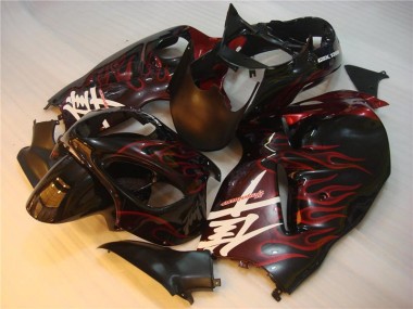 Noir Rouge Flamme Carénage Moto Suzuki GSXR 1300 Hayabusa 1996-2007