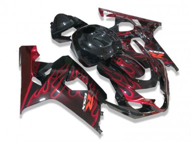 Noir Rouge Flamme Carénage Moto Suzuki GSXR 600 / 750 K4 2004-2005