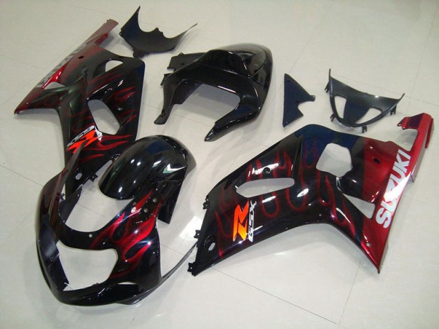 Noir Rouge Flamme Carénage Moto Suzuki GSXR 750 K1 K2 K3 2001-2003 Noir Rouge Flamme Carénage Moto Suzuki GSXR 750 K1 K2 K3 2001-2003