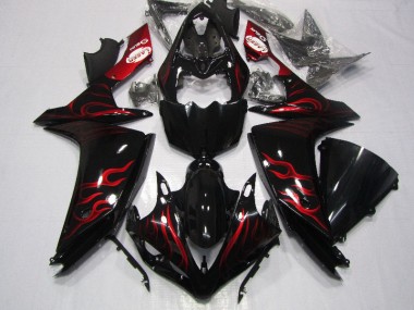 Noir Rouge Flamme Carénage Moto Yamaha R1 2007-2008