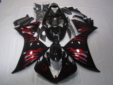Noir Rouge Flamme Carénage Moto Yamaha R1 2009-2011