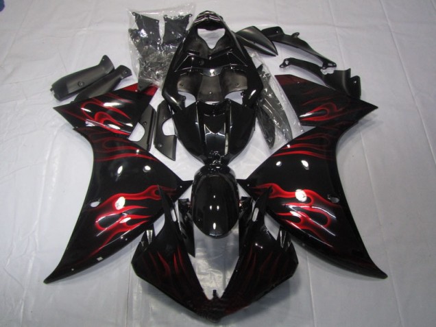 Noir Rouge Flamme Carénage Moto Yamaha R1 2009-2011 Noir Rouge Flamme Carénage Moto Yamaha R1 2009-2011