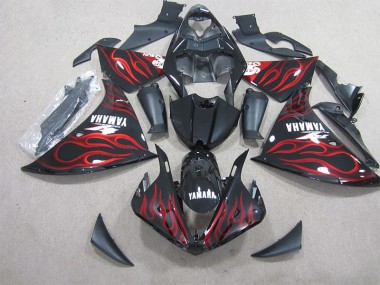 Noir Rouge Flamme Carénage Moto Yamaha R1 2012-2014