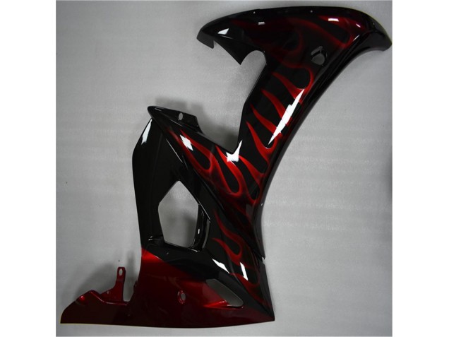 Noir Rouge Flamme Carénage Moto Yamaha R6 2003-2005 Noir Rouge Flamme Carénage Moto Yamaha R6 2003-2005