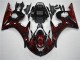 Noir Rouge Flamme Carénage Moto Yamaha R6 2003-2005 Noir Rouge Flamme Carénage Moto Yamaha R6 2003-2005