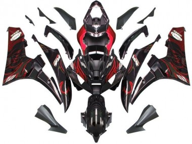 Noir Rouge Flamme Carénage Moto Yamaha R6 2006-2007