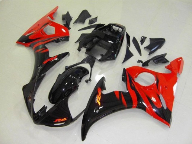 Noir Rouge Flamme Carénages Moto Yamaha R6 2003-2005 Noir Rouge Flamme Carénages Moto Yamaha R6 2003-2005