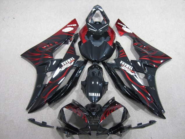 Noir Rouge Flamme Carénages Moto Yamaha R6 2006-2007 Noir Rouge Flamme Carénages Moto Yamaha R6 2006-2007