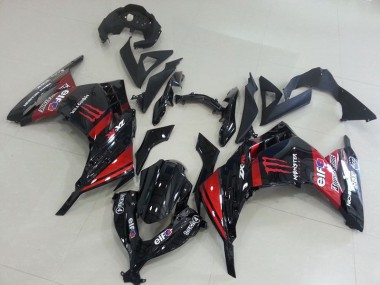 Noir Rouge Monster Carénage Moto Kawasaki ZX 300R 2013-2016