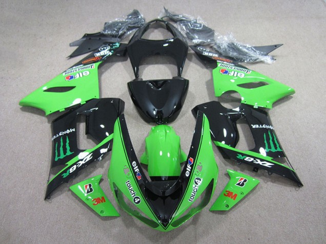 Noir Vert 3M Touch4 Monster Carénage Moto Kawasaki ZX6R 2005-2006 Noir Vert 3M Touch4 Monster Carénage Moto Kawasaki ZX6R 2005-2006
