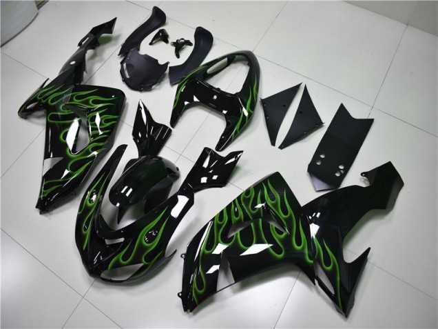 Noir Vert Flamme Carénage Moto Kawasaki ZX10R 2006-2007 Noir Vert Flamme Carénage Moto Kawasaki ZX10R 2006-2007