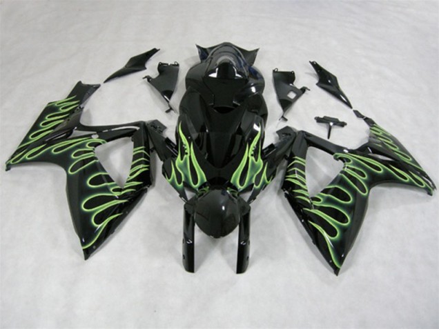 Noir Vert Flamme Carénage Moto Suzuki GSXR 600 K6 2006-2007 Noir Vert Flamme Carénage Moto Suzuki GSXR 600 K6 2006-2007