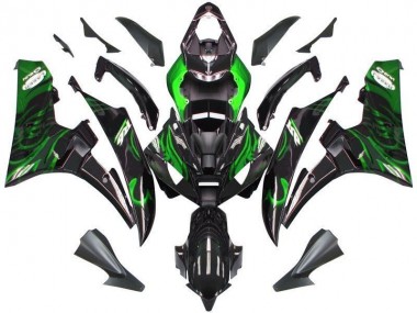 Noir Vert Flamme Carénage Moto Yamaha R6 2006-2007