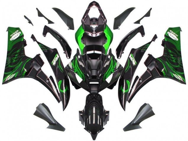 Noir Vert Flamme Carénage Moto Yamaha R6 2006-2007 Noir Vert Flamme Carénage Moto Yamaha R6 2006-2007