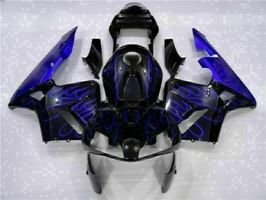 Noir avec Bleu Flamme Carénage Moto Honda CBR 600 RR 2003-2004