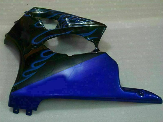 Noir avec Bleu Flamme Carénage Moto Kawasaki ZX6R 2000-2002 Noir avec Bleu Flamme Carénage Moto Kawasaki ZX6R 2000-2002