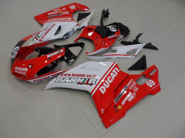 Orange Banner 69 Carénage Moto Ducati 848 1098 1198 2007-2014 Orange Banner 69 Carénage Moto Ducati 848 1098 1198 2007-2014