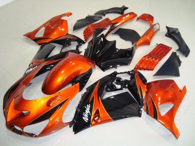 Orange Noir Carénage Moto Kawasaki ZX14R ZZR 1400 2006-2011