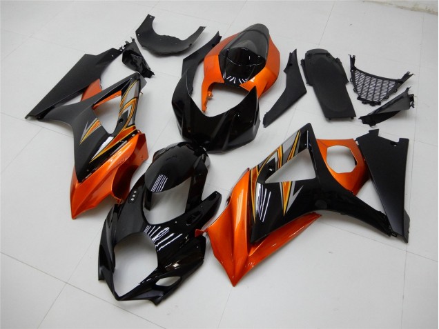 Orange Noir Carénage Moto Suzuki GSXR 1000 K7 2007-2008 Orange Noir Carénage Moto Suzuki GSXR 1000 K7 2007-2008