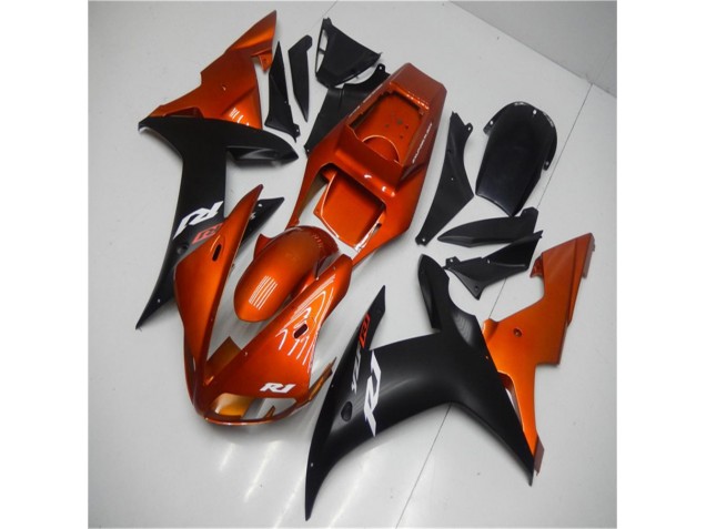 Orange Noir Carénage Moto Yamaha R1 2002-2003 Orange Noir Carénage Moto Yamaha R1 2002-2003